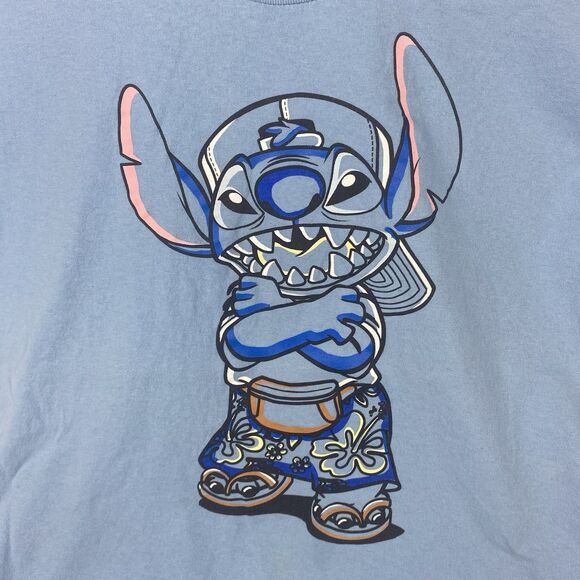 Disney Stitch Graphic Shirt Adult Large Blue Crewneck Short Sleeve - Picture 4 of 8